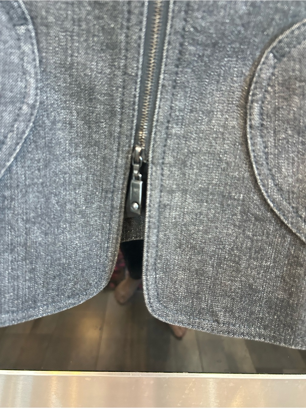 Vintage Escada Dark Gray denim Heart-Appliqué Zip Jacket size 38 slight wear GUC - Picture 7 of 15